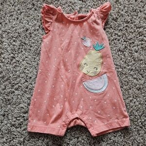 Chick Pea Coral Baby Romper with Heart Accents